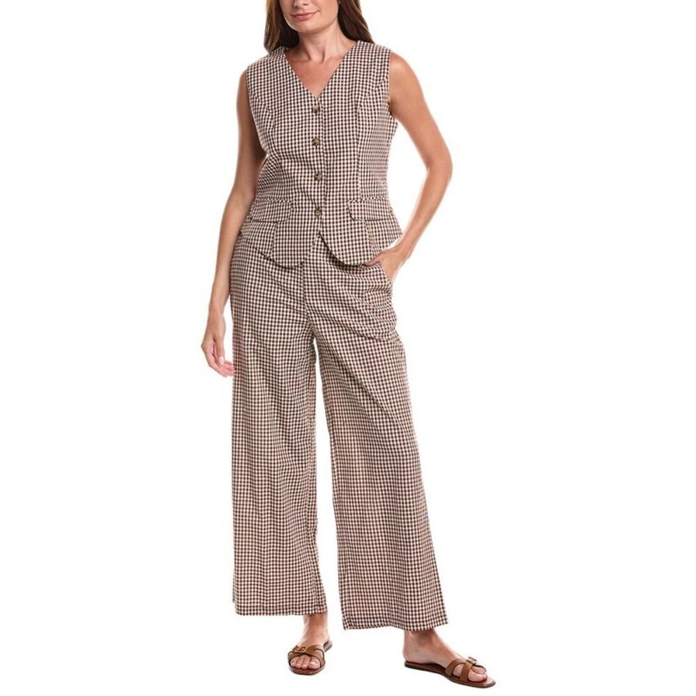 Anna Kay Womens 2Pc Mandarine Top & Pant Set, Brown
